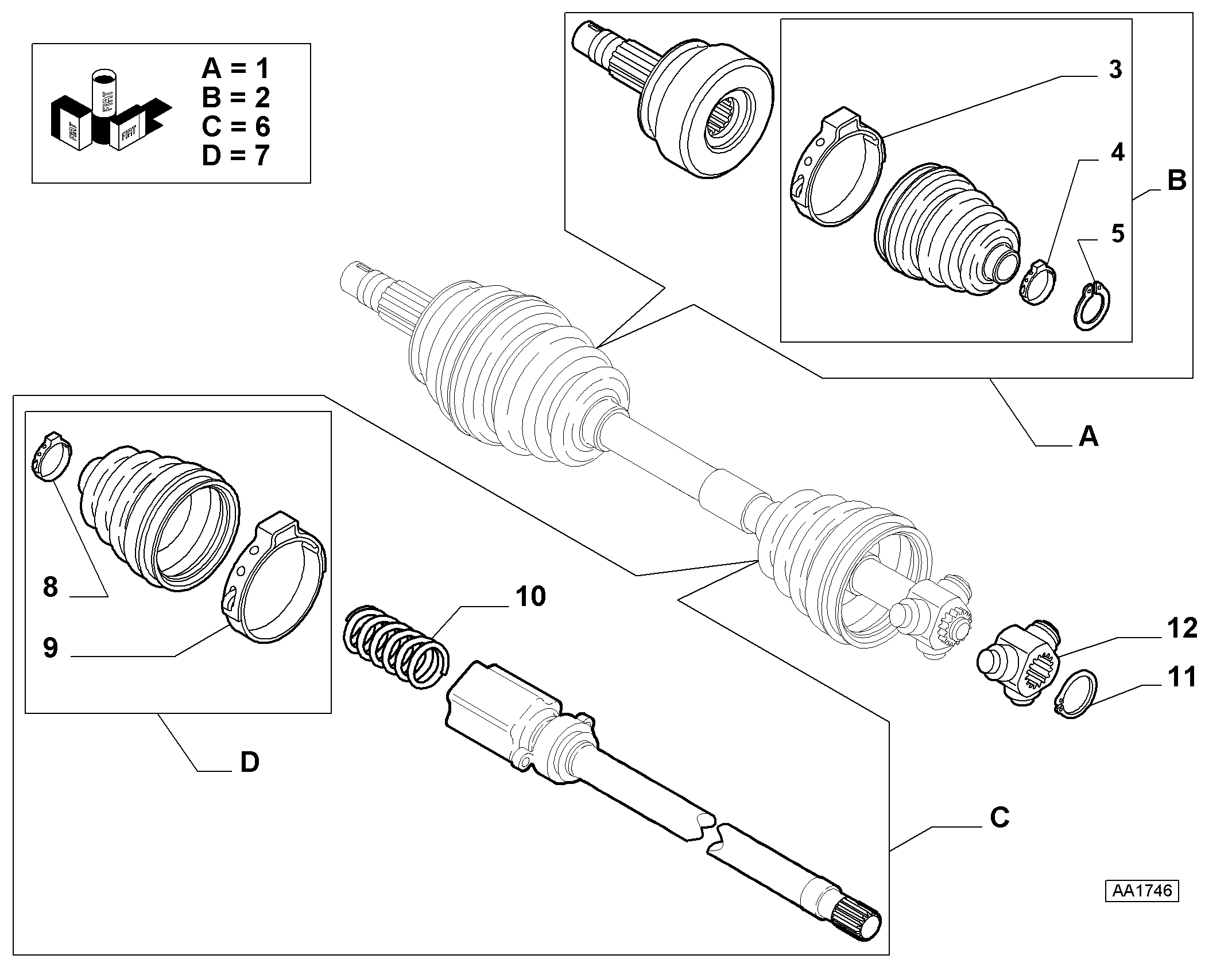 Lancia 71771174 - OMOCINETIC JOINT KIT LATO RUOTA ps1.lv