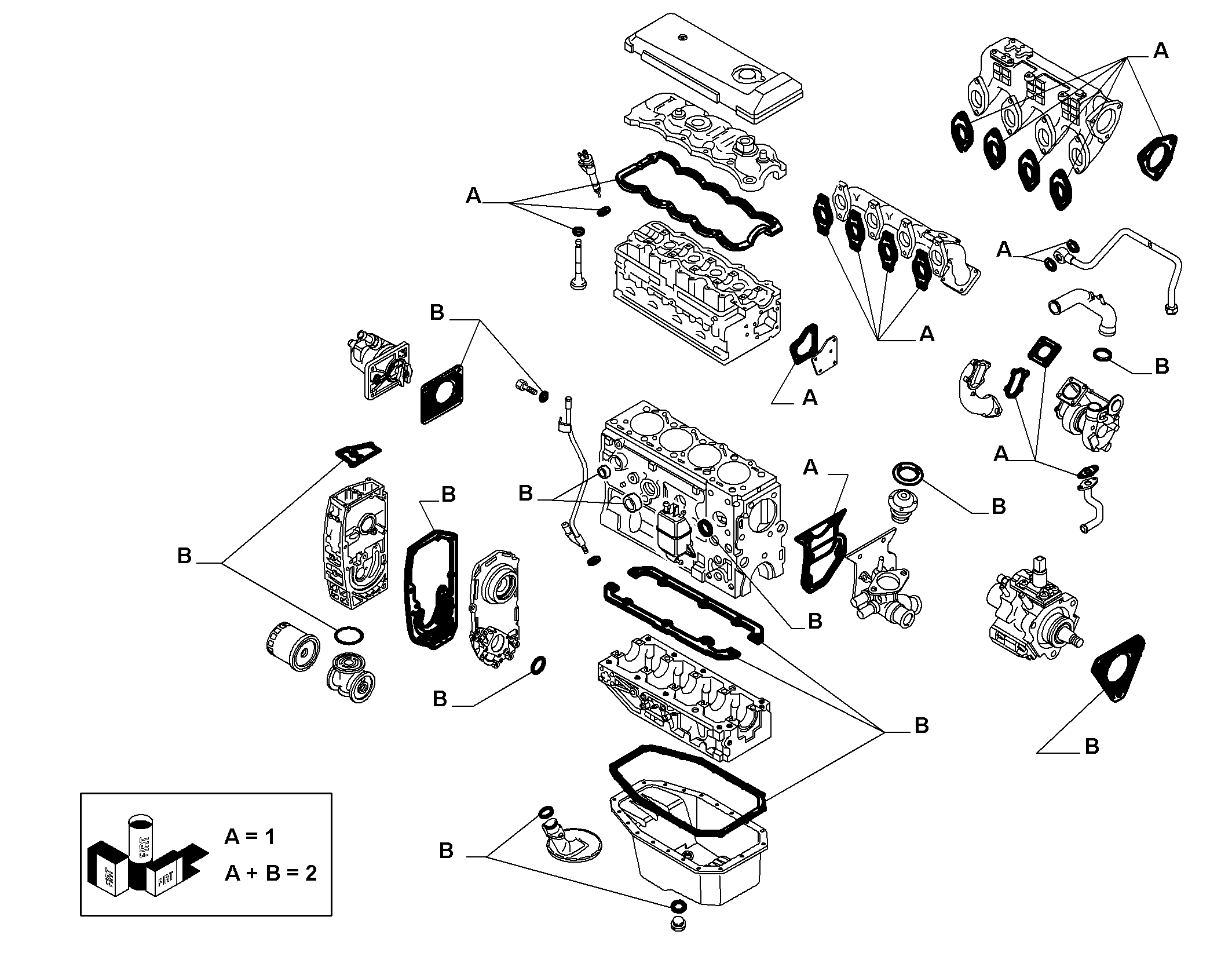 FIAT 71718012 - Blīvju komplekts, Motora bloka galva ps1.lv