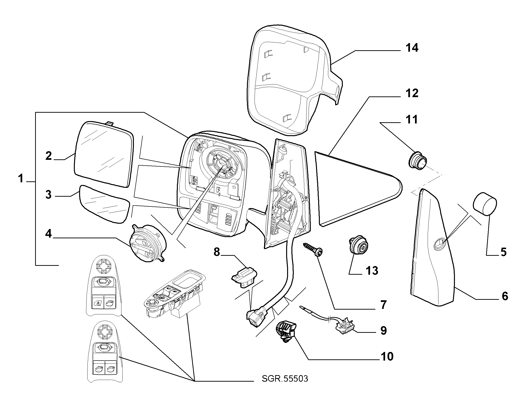 FIAT 1498686898 - Ārējais atpakaļskata spogulis ps1.lv