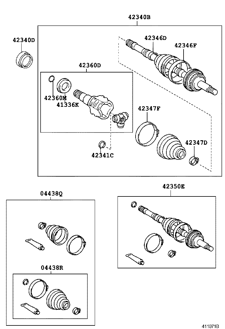 TOYOTA 43040-32040 - Šarnīru komplekts, Piedziņas vārpsta ps1.lv