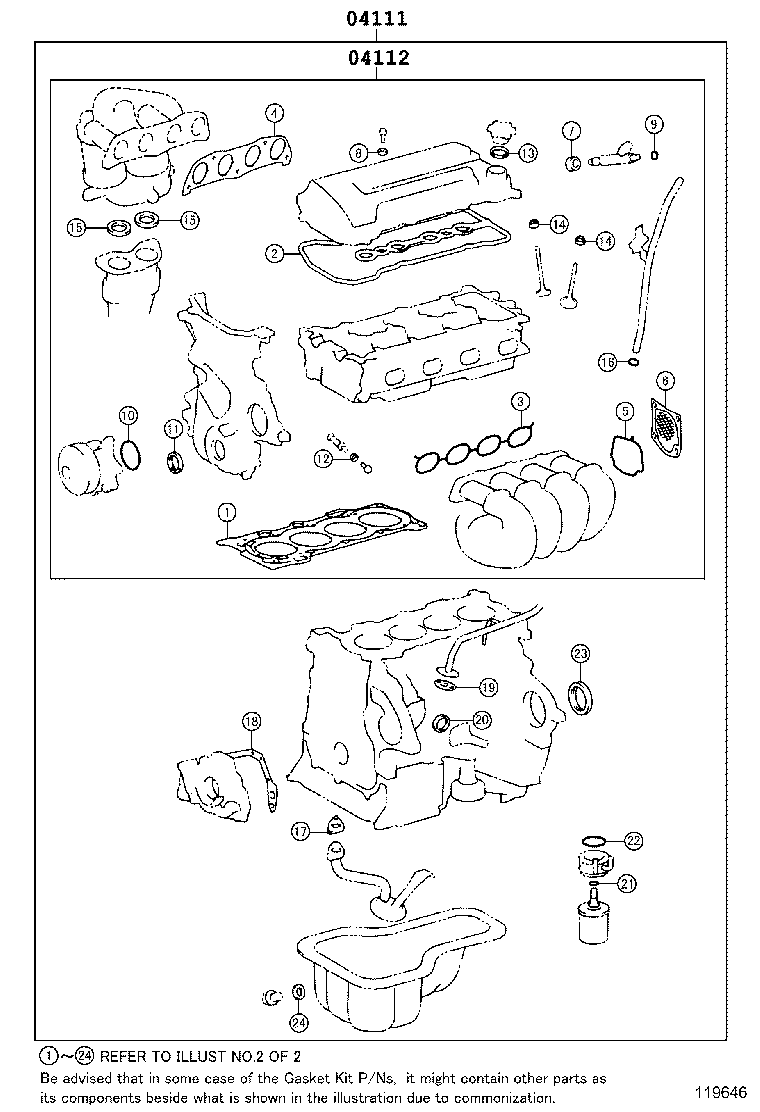 TOYOTA 04112-22090 - Blīvju komplekts, Motora bloka galva ps1.lv