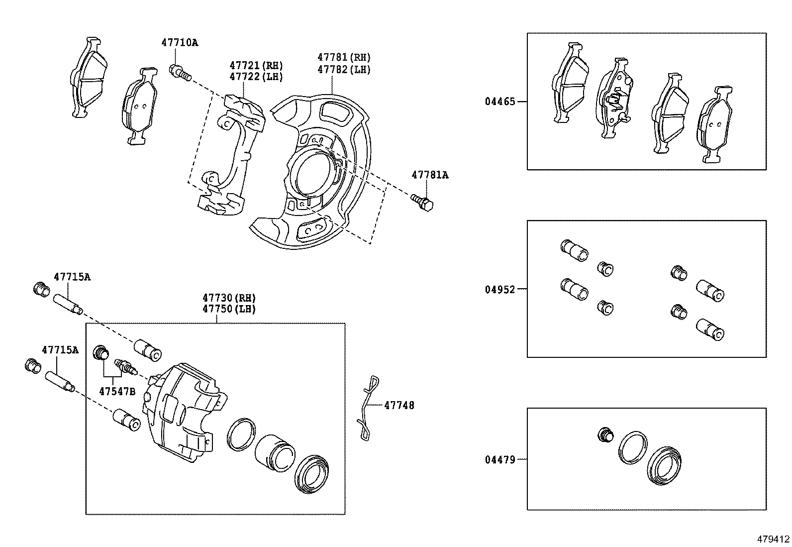 Daihatsu 04465-0D050 - Bremžu uzliku kompl., Disku bremzes ps1.lv