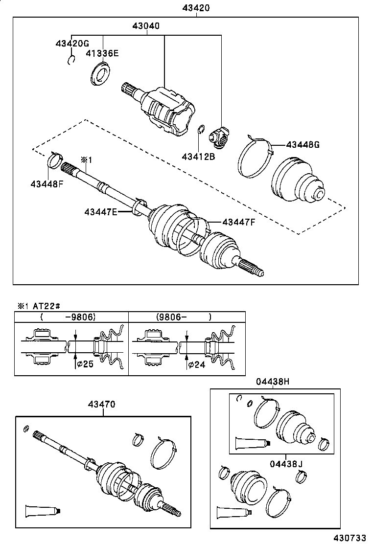 TOYOTA 43040-05030 - Šarnīru komplekts, Piedziņas vārpsta ps1.lv