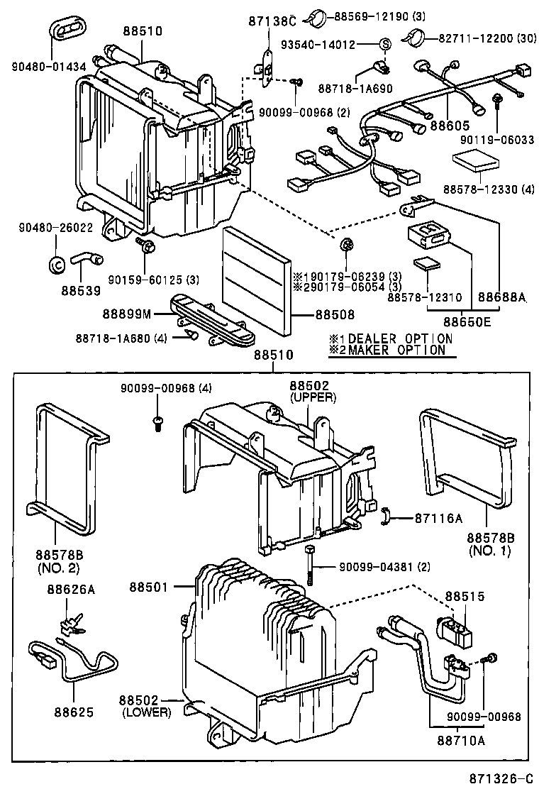 TOYOTA 8850112401 - Iztvaikotājs, Gaisa kondicionēšanas sistēma ps1.lv