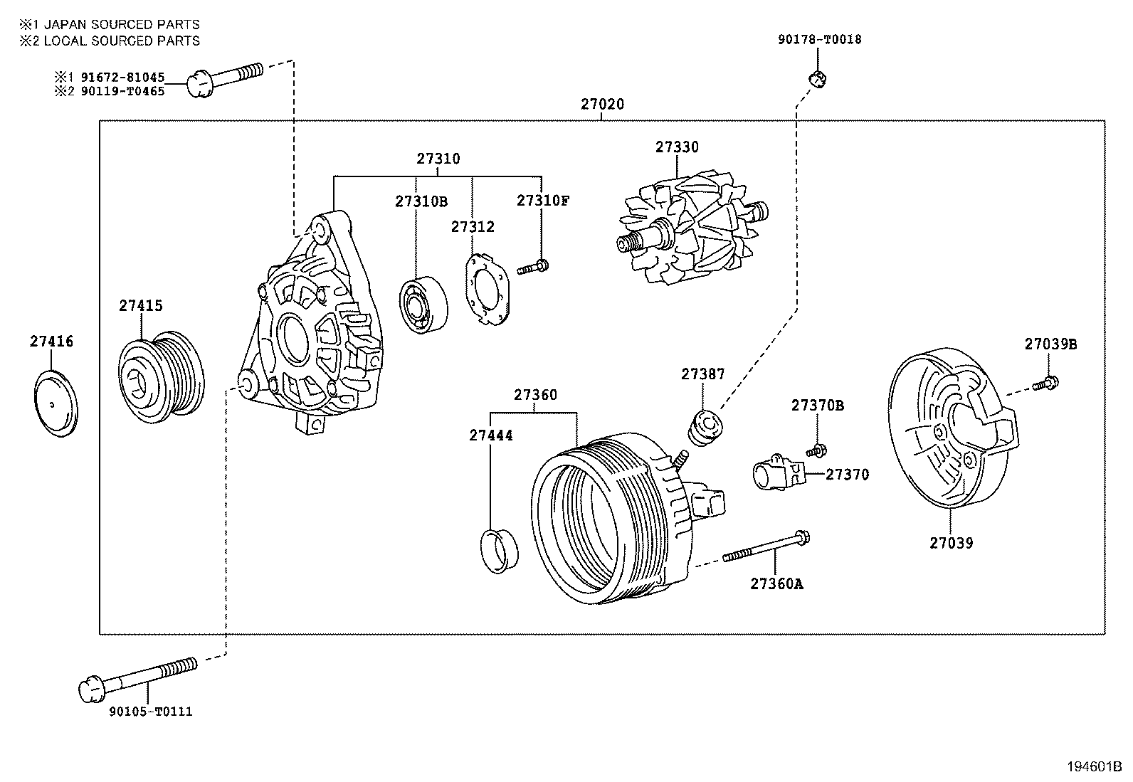 TOYOTA 27415-0L050 - Piedziņas skriemelis, Ģenerators ps1.lv