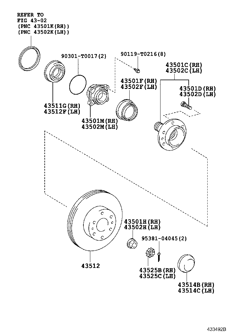 TOYOTA 43502KK010 - Riteņa rumbas gultņa komplekts ps1.lv