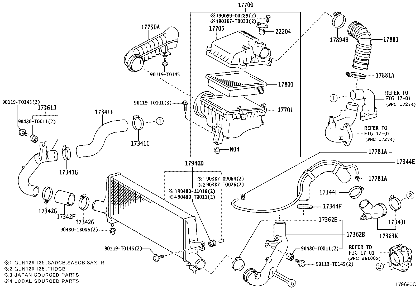 TOYOTA 17801-0L040 - Gaisa filtrs ps1.lv