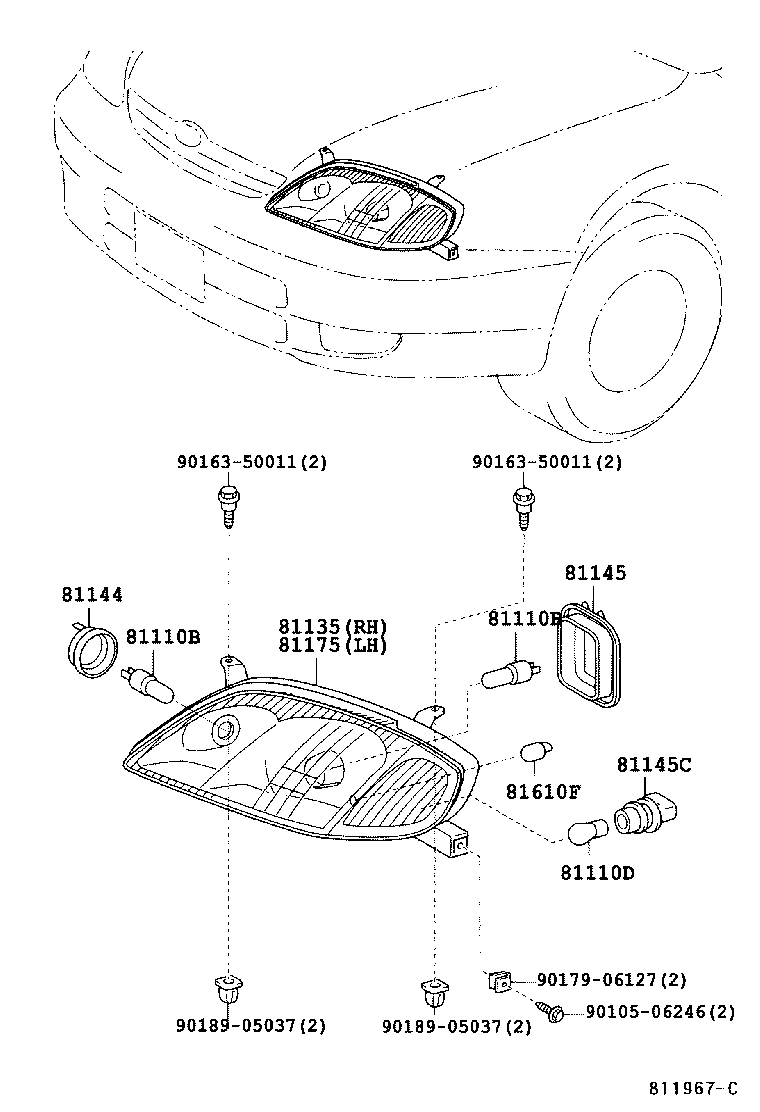 TOYOTA 9098113079 - Kvēlspuldze ps1.lv