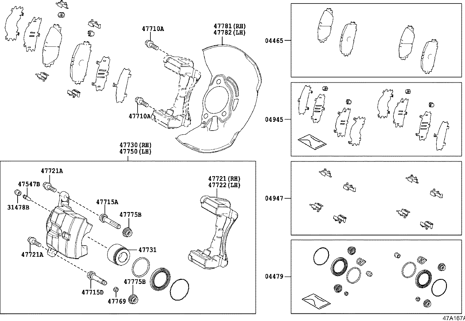 LEXUS 04465-47080 - Bremžu uzliku kompl., Disku bremzes ps1.lv