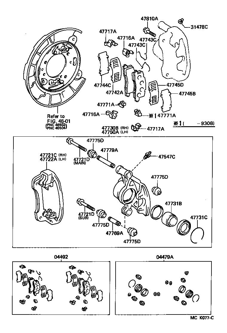 TOYOTA 04492-28020 - Bremžu uzliku kompl., Disku bremzes ps1.lv