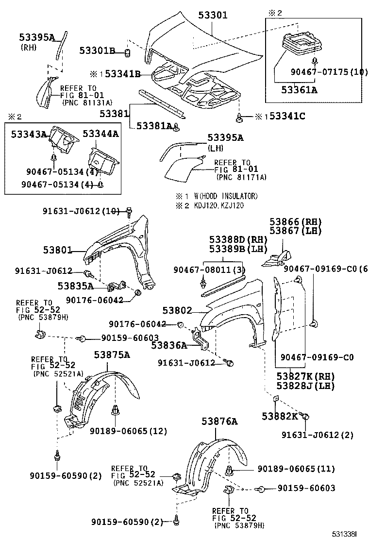 TOYOTA 53875 60043 - Apdare, Riteņa niša ps1.lv