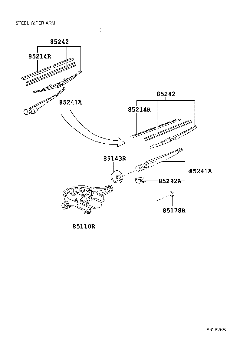 TOYOTA 8524260110 - Stikla tīrītāja slotiņa ps1.lv