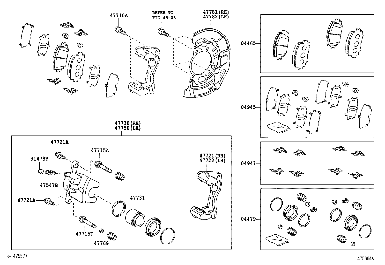 TOYOTA 47722-12A10 - Virzītājčaulu komplekts, Bremžu suports ps1.lv