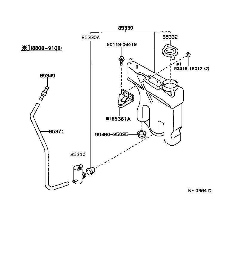 TOYOTA 8531022080 - Ūdenssūknis, Stiklu tīrīšanas sistēma ps1.lv