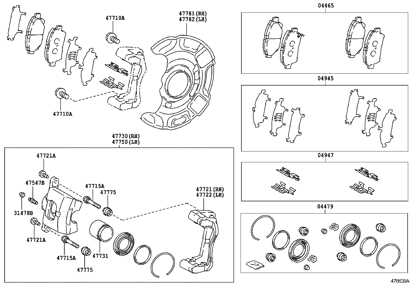 TOYOTA 0446574020 - Bremžu uzliku kompl., Disku bremzes ps1.lv