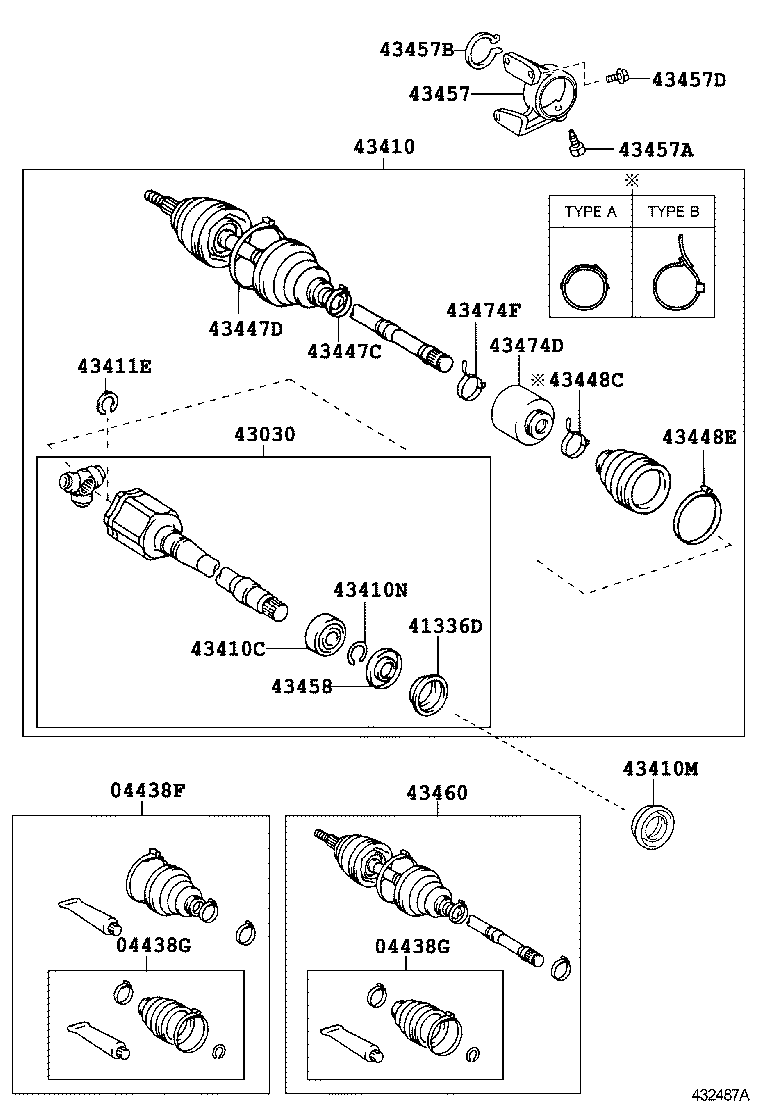 LEXUS 4347039545 - Šarnīru komplekts, Piedziņas vārpsta ps1.lv