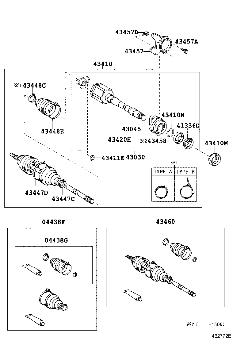 TOYOTA 4303044021 - Šarnīru komplekts, Piedziņas vārpsta ps1.lv