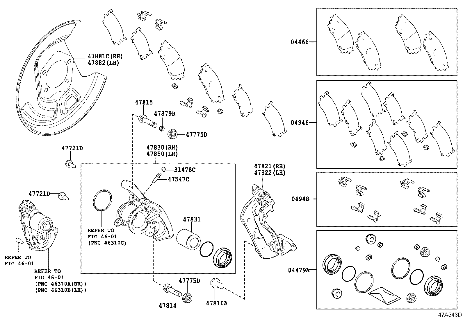 TOYOTA 0446610010 - Bremžu uzliku kompl., Disku bremzes ps1.lv