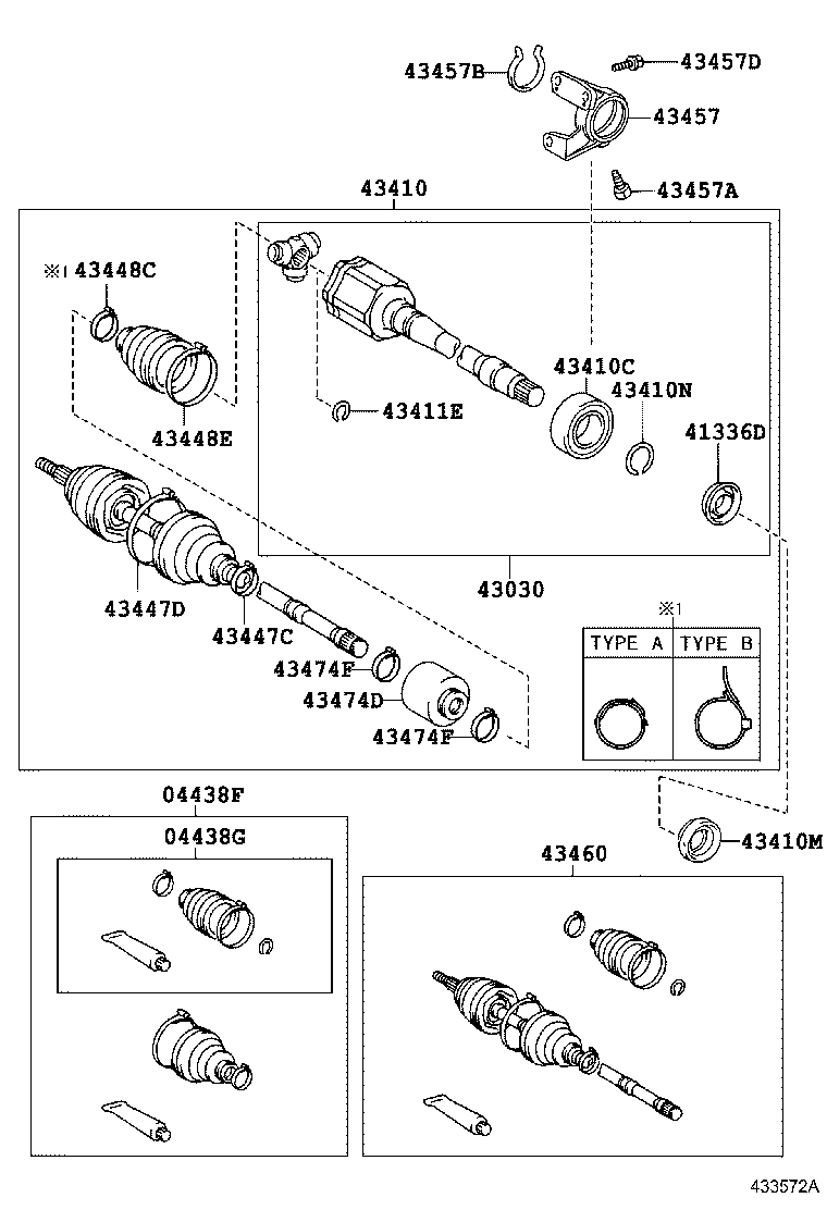 TOYOTA 4303058011 - Šarnīru komplekts, Piedziņas vārpsta ps1.lv