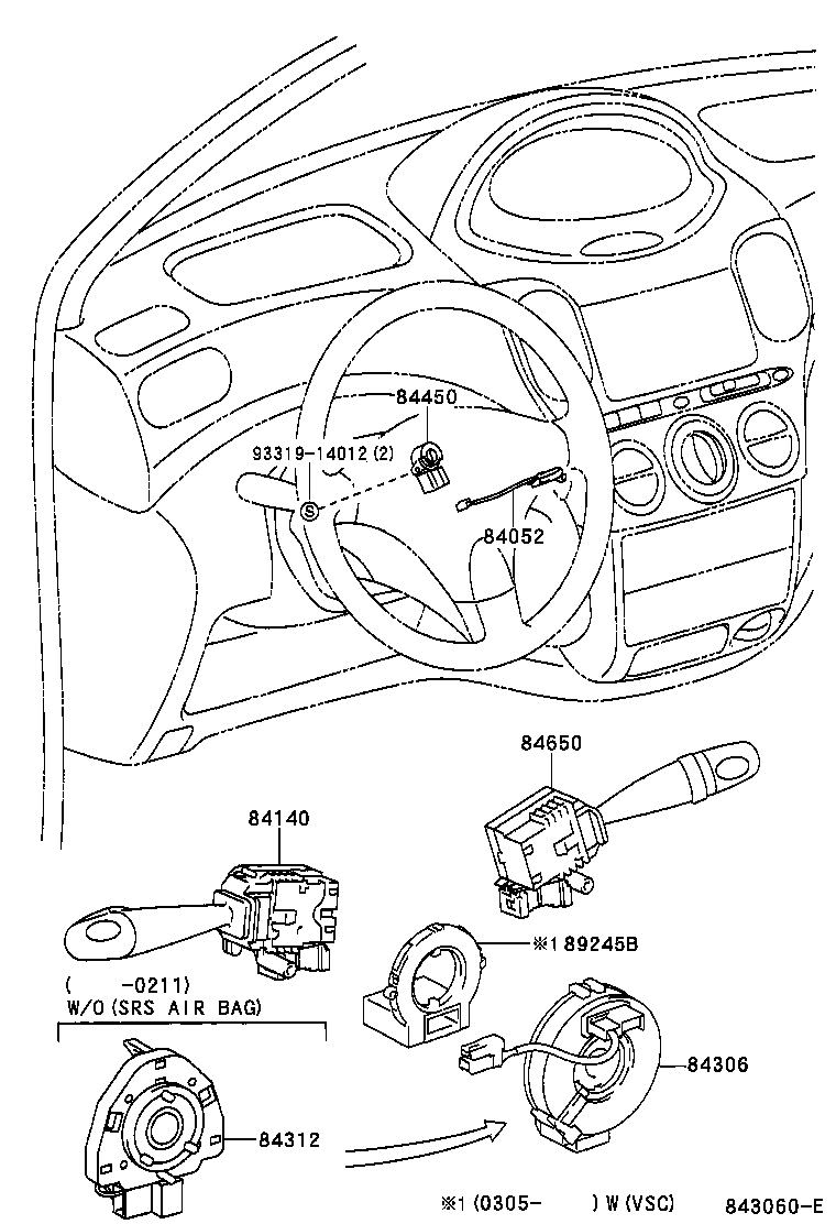 TOYOTA 8414052020 - Slēdzis uz stūres statnes ps1.lv