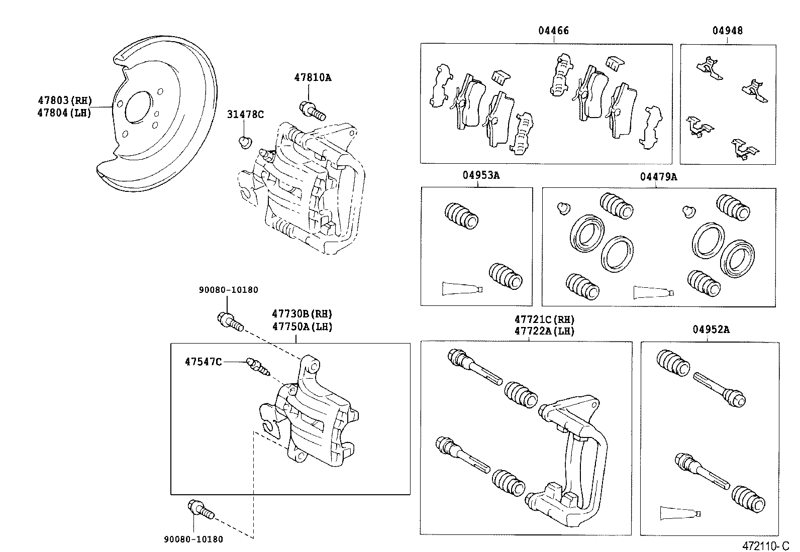 TOYOTA 04479-02070 - Remkomplekts, Bremžu suports ps1.lv