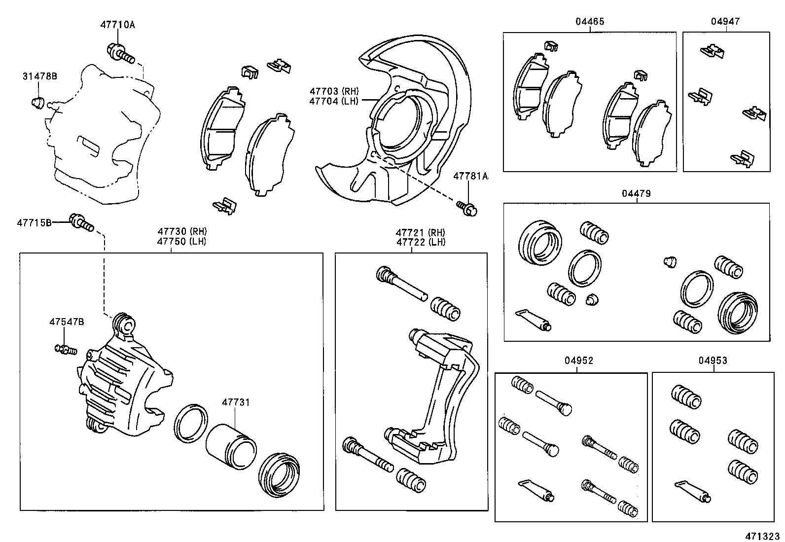 TOYOTA 0495202010 - Virzītājčaulu komplekts, Bremžu suports ps1.lv