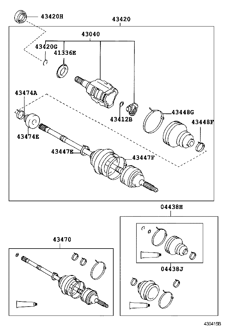 TOYOTA 43420-05190 - Šarnīru komplekts, Piedziņas vārpsta ps1.lv