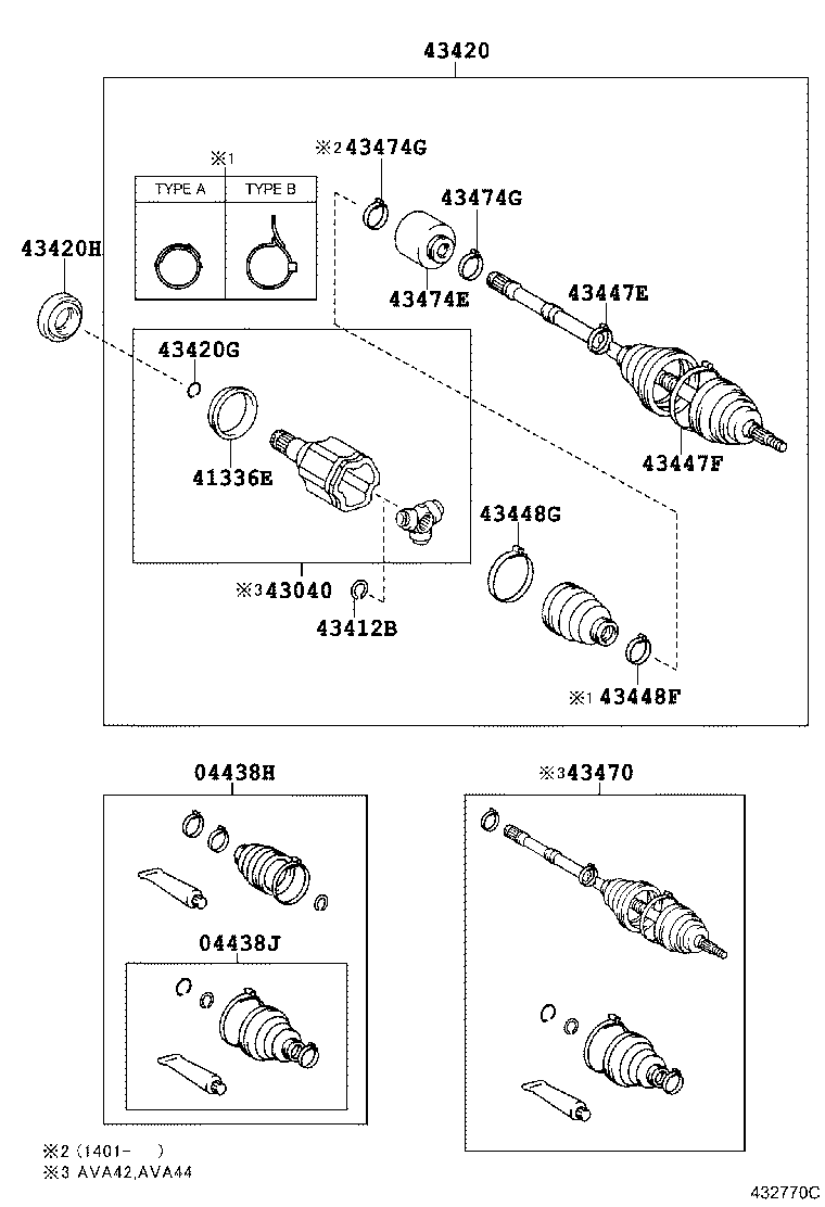 TOYOTA 4342028090 - Šarnīru komplekts, Piedziņas vārpsta ps1.lv