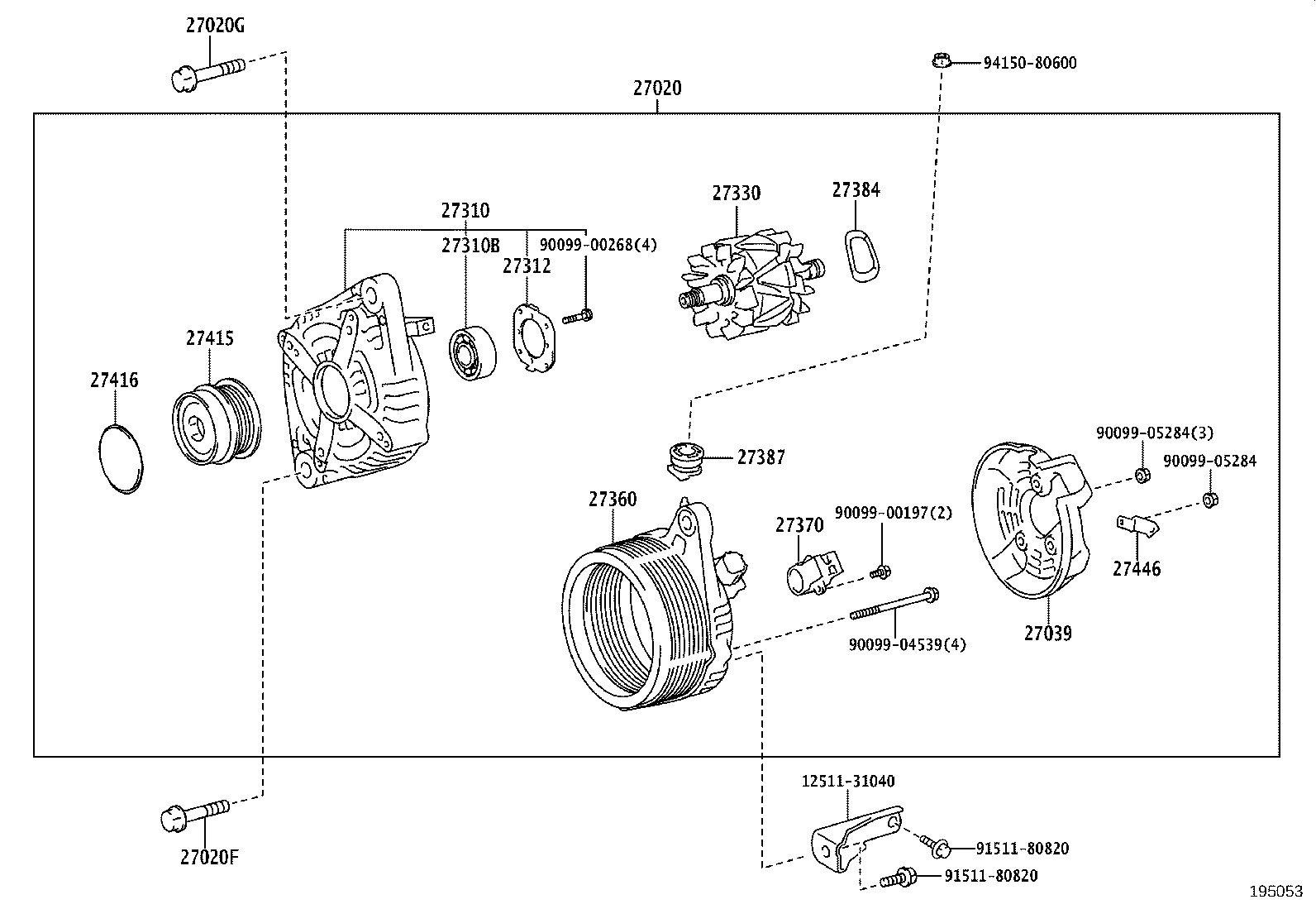 TOYOTA 27415-0W131 - Piedziņas skriemelis, Ģenerators ps1.lv