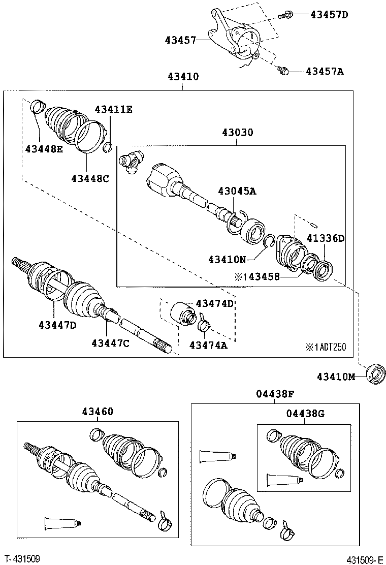 TOYOTA 4303005200 - Šarnīru komplekts, Piedziņas vārpsta ps1.lv