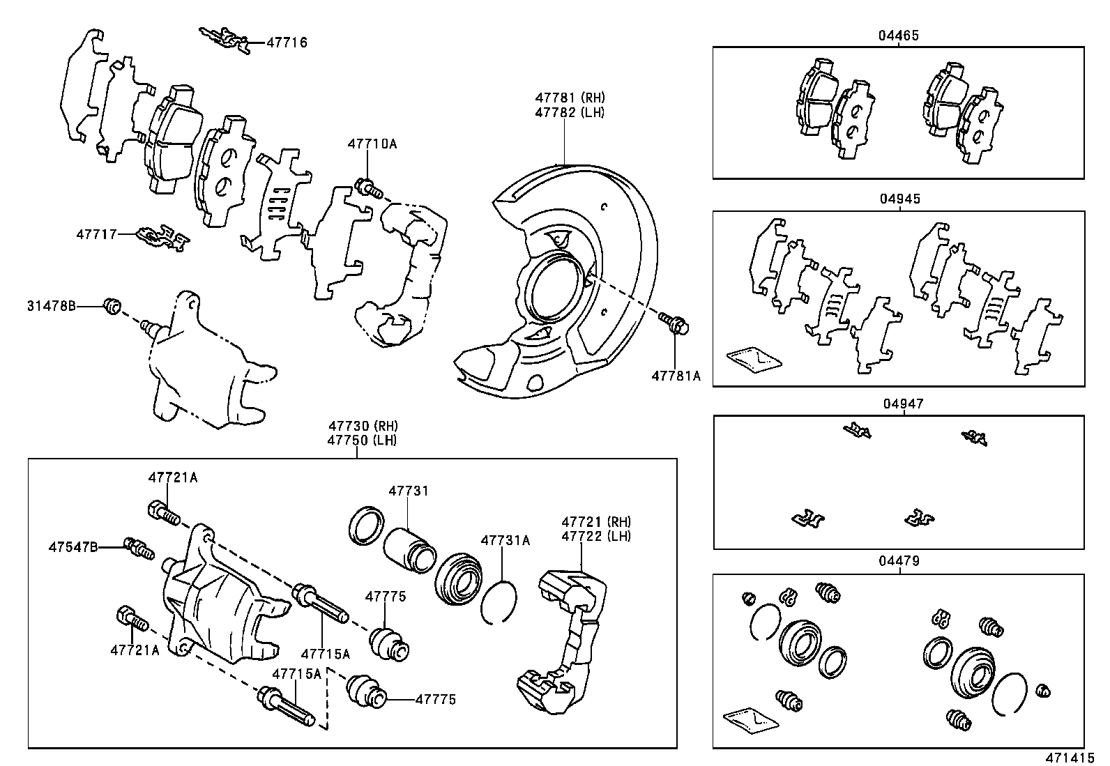 TOYOTA 04465-17140 - Bremžu uzliku kompl., Disku bremzes ps1.lv