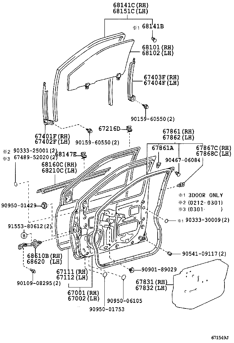 TOYOTA 6812052010 - Sānu logs ps1.lv