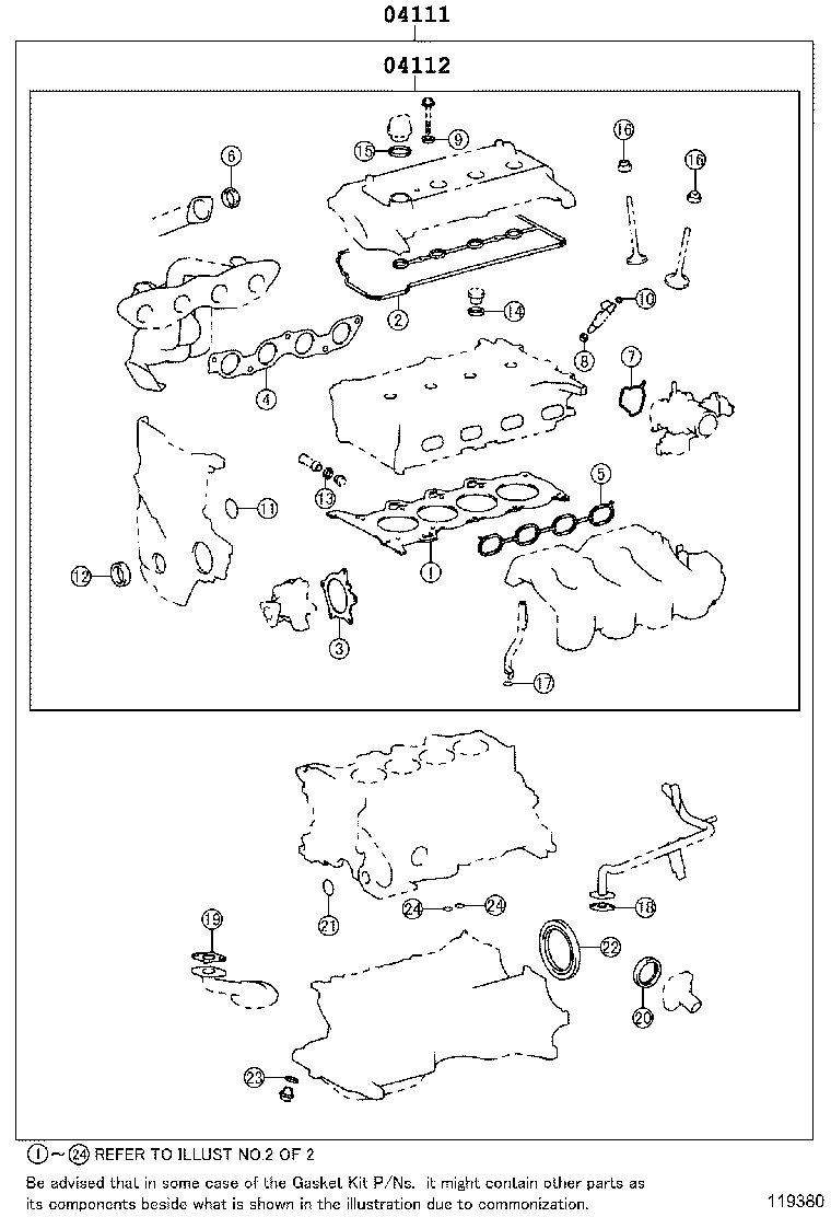 TOYOTA 04112-21040 - Blīvju komplekts, Motora bloka galva ps1.lv