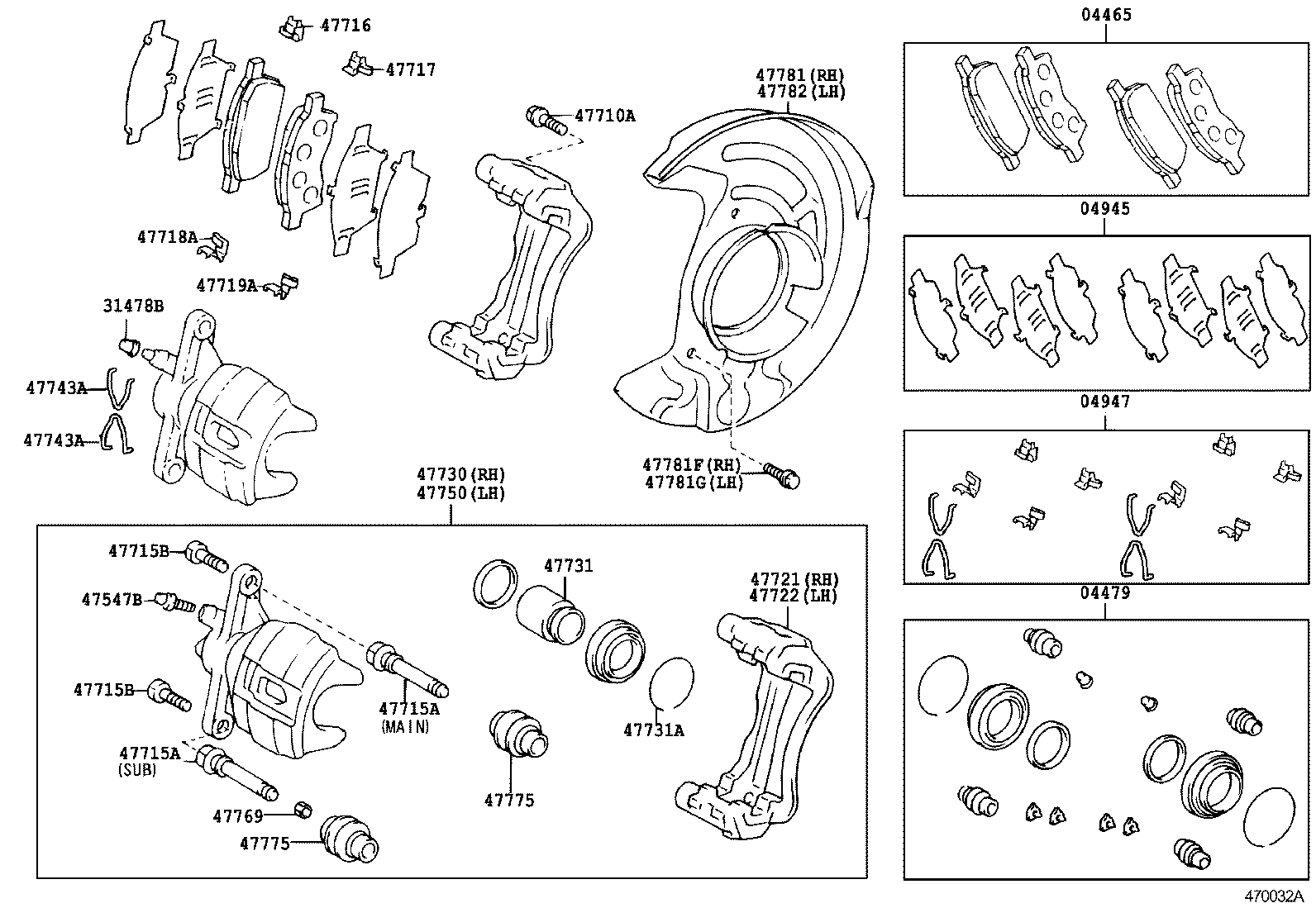 Daihatsu 04479-44010 - Remkomplekts, Bremžu suports ps1.lv