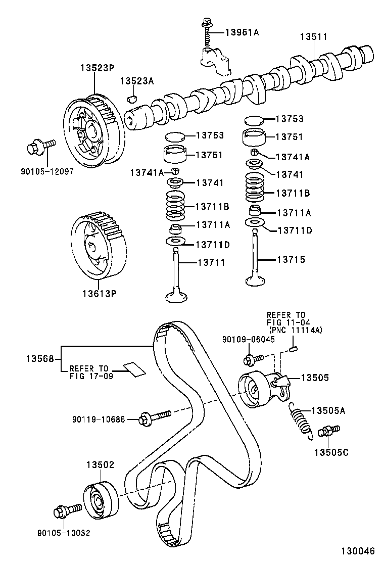 TOYOTA 13505-64012 - Spriegotājrullītis, Gāzu sadales mehānisma piedziņas siksna ps1.lv