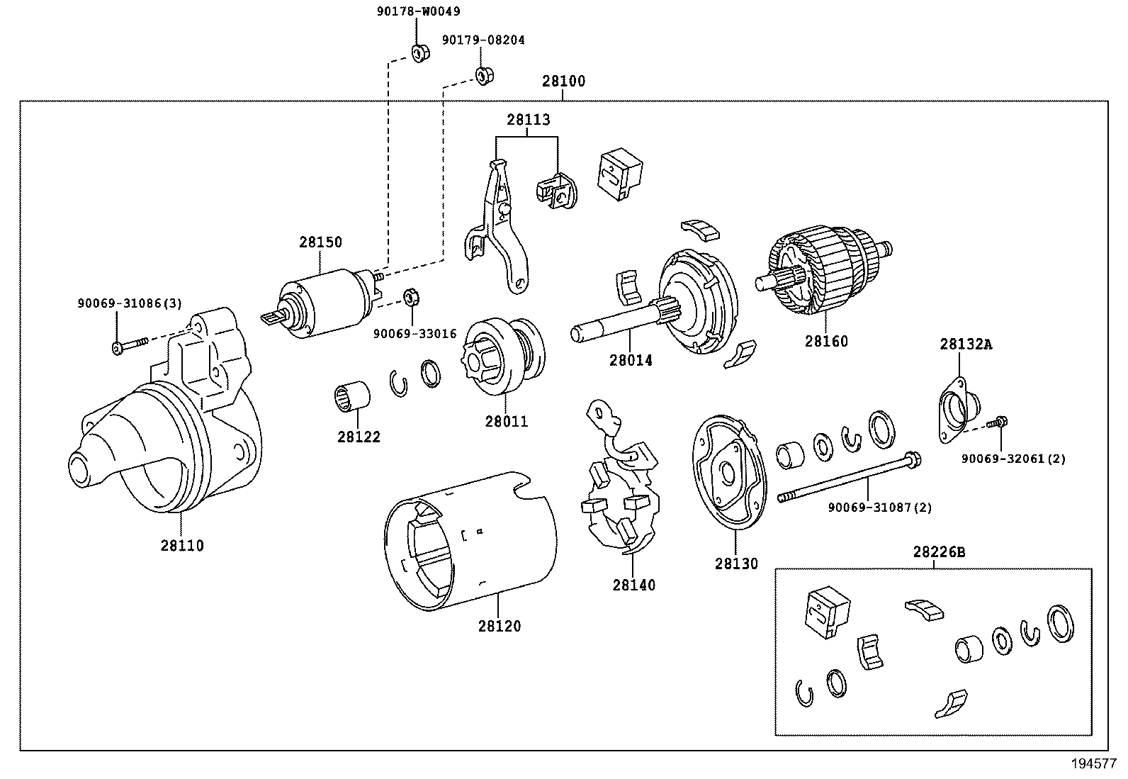 TOYOTA 28100-0X040 - Starteris ps1.lv