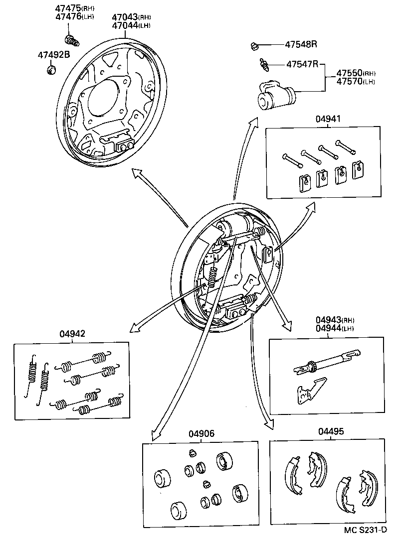 LEXUS 04942-05010 - Piederumu komplekts, Stāvbremzes mehānisma bremžu loks ps1.lv