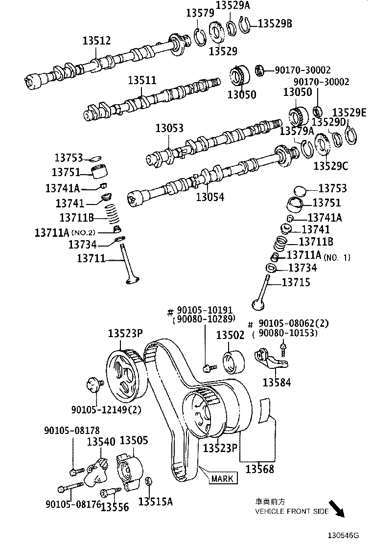 TOYOTA 13505-0A010 - Spriegotājrullītis, Gāzu sadales mehānisma piedziņas siksna ps1.lv