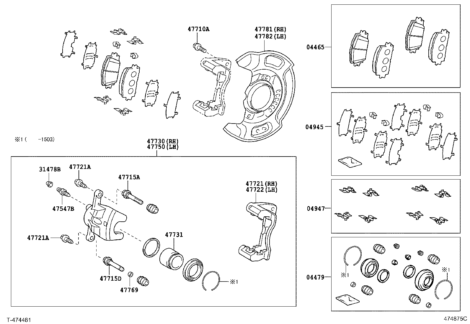 TOYOTA 47721-52191 - Virzītājčaulu komplekts, Bremžu suports ps1.lv