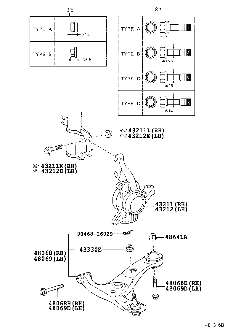 TOYOTA 48069-49045* - Neatkarīgās balstiekārtas svira, Riteņa piekare ps1.lv