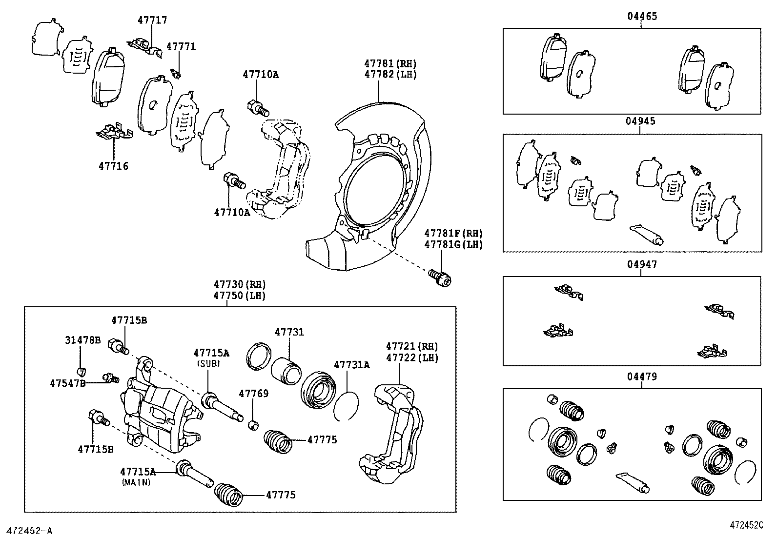 TOYOTA 0494744010 - Piederumu komplekts, Disku bremžu uzlikas ps1.lv