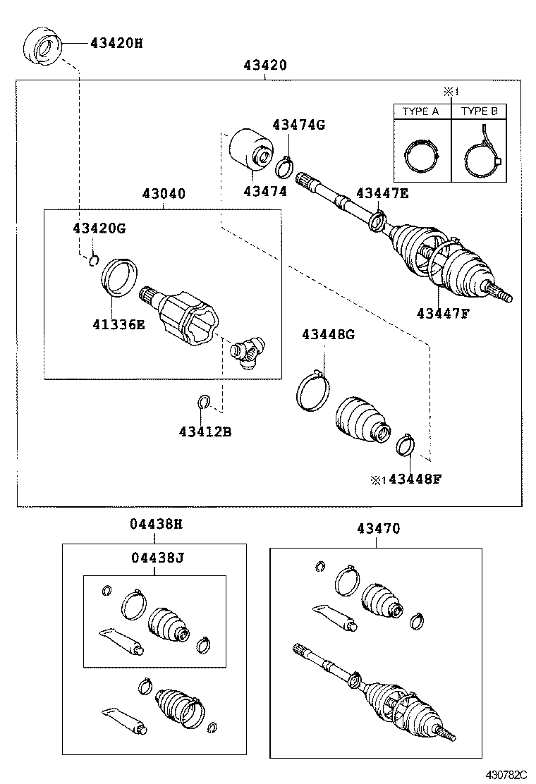 TOYOTA 43470-49225 - Šarnīru komplekts, Piedziņas vārpsta ps1.lv