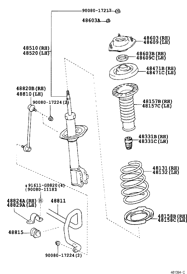 TOYOTA 48609-06090 - Amortizatora statnes balsts ps1.lv