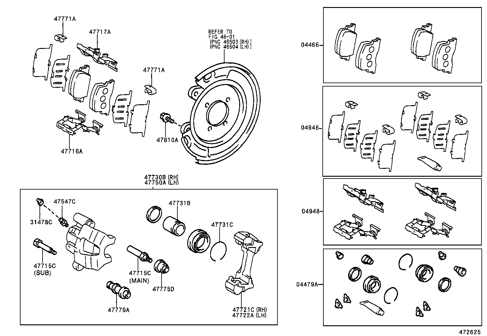 TOYOTA 04479-48030 - Remkomplekts, Bremžu suports ps1.lv