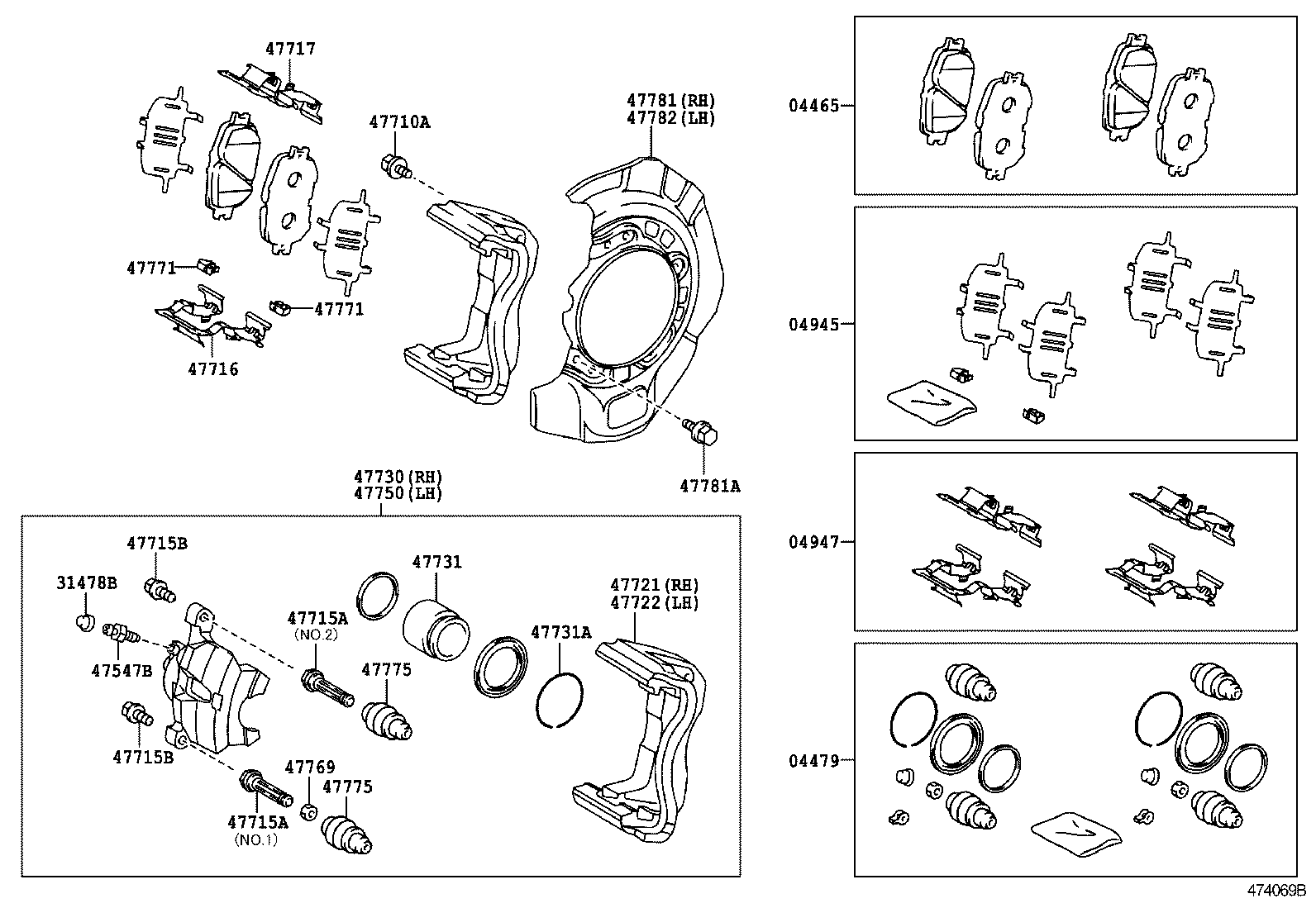 Daihatsu 04947-33180 - Piederumu komplekts, Disku bremžu uzlikas ps1.lv