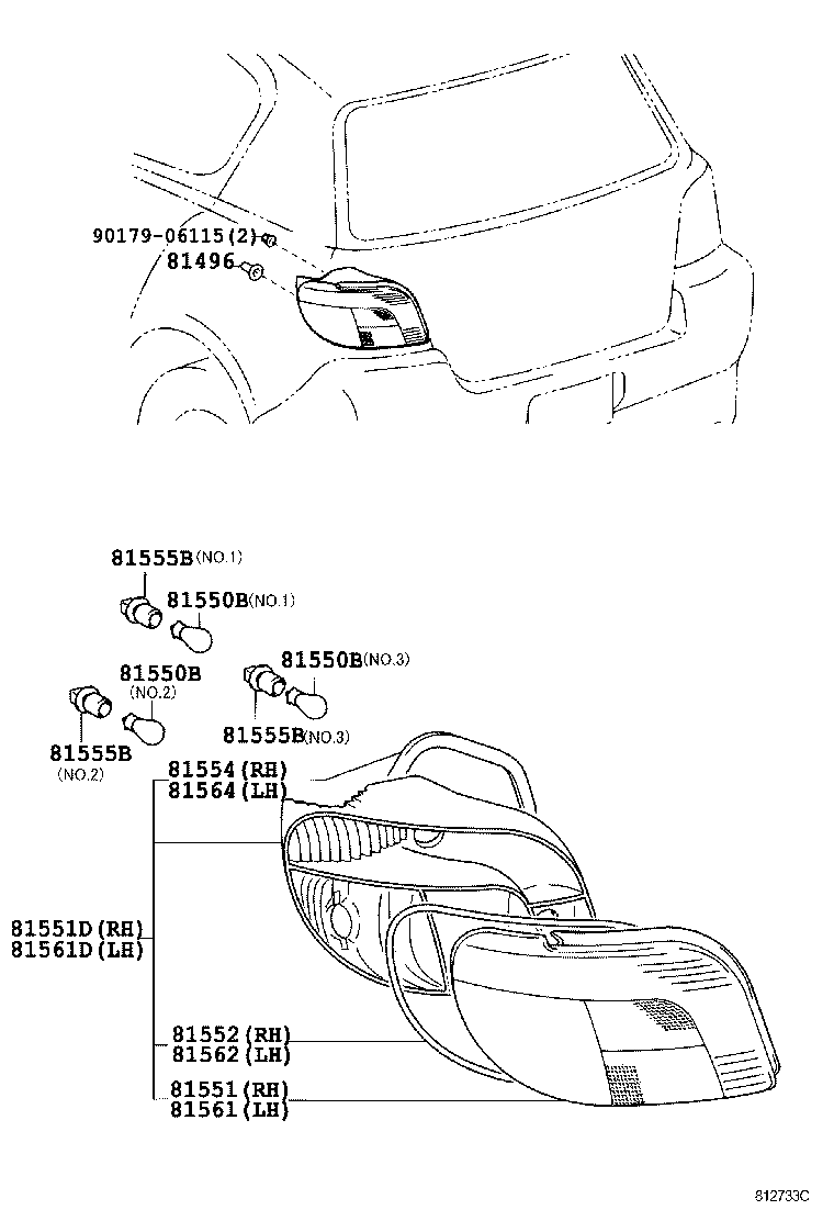 TOYOTA 81551-0D070 - Aizmugurējais lukturis ps1.lv