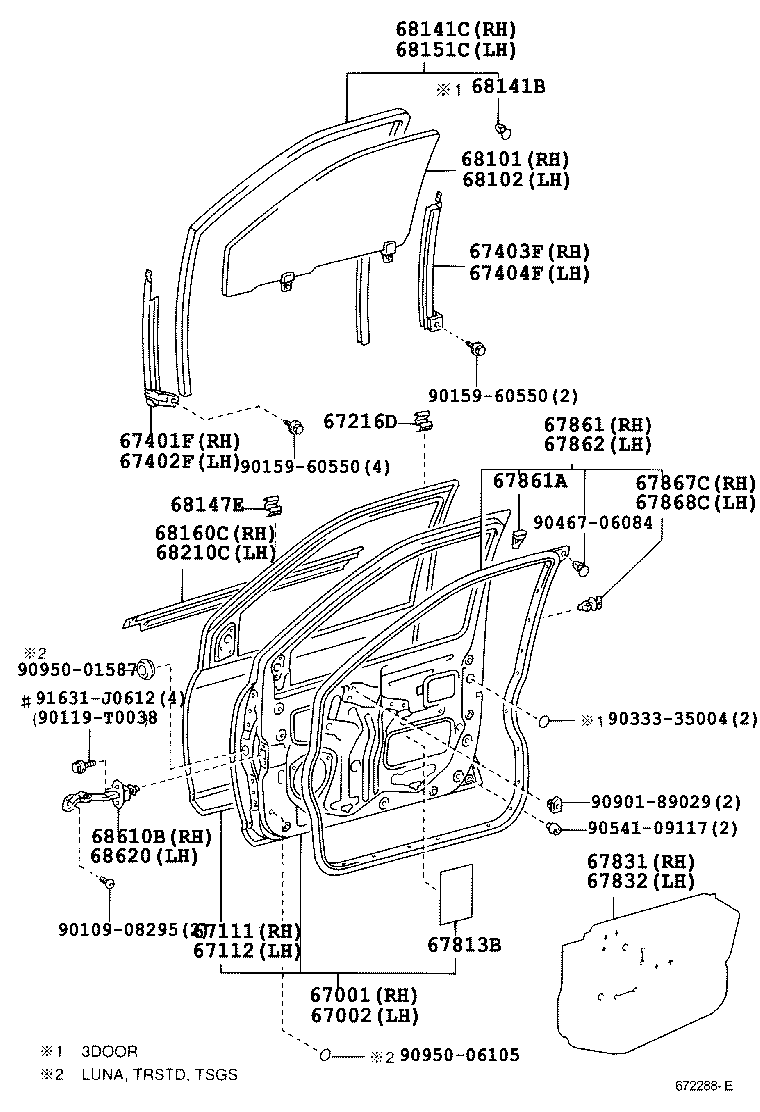 TOYOTA 681200D020 - Sānu logs ps1.lv