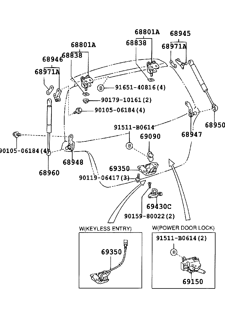 TOYOTA 68950-09120 - Gāzes atspere, Bagāžas / Kravas nodalījuma vāks ps1.lv