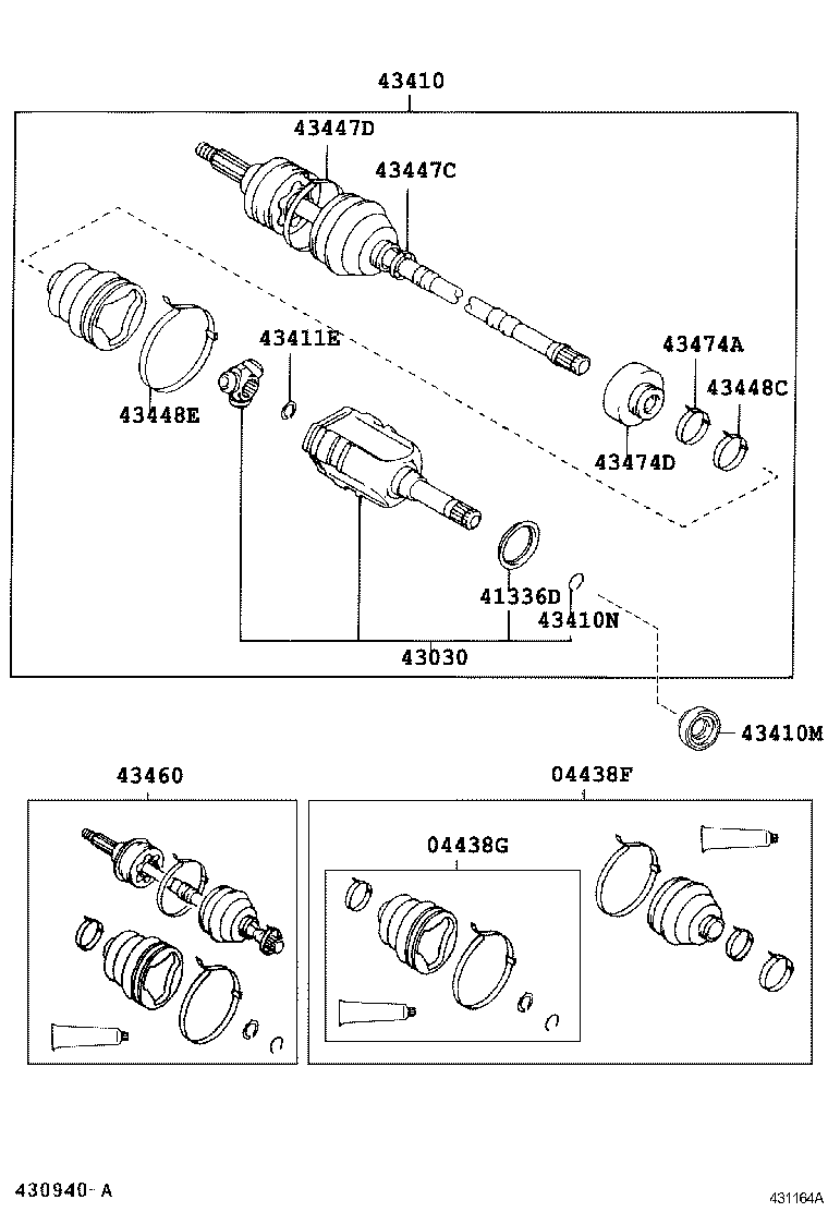 TOYOTA 43460-09P40 - Šarnīru komplekts, Piedziņas vārpsta ps1.lv