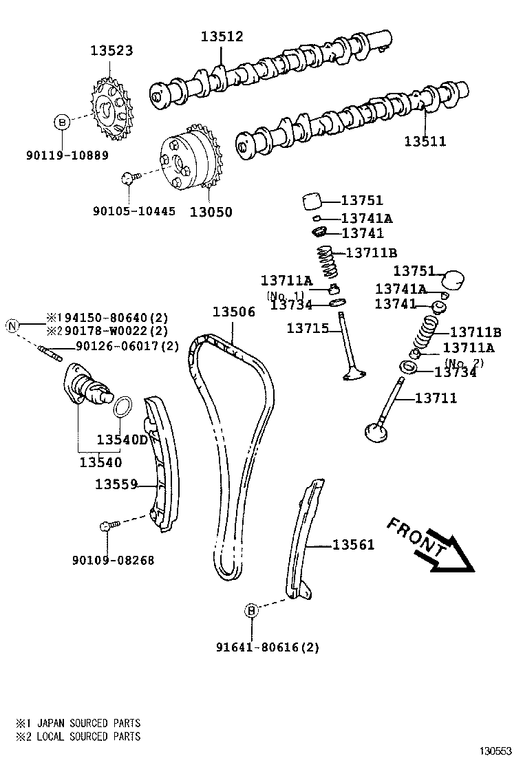 CITROËN/PEUGEOT 13523-0D020 - Sadales vārpstas piedziņas ķēdes komplekts ps1.lv